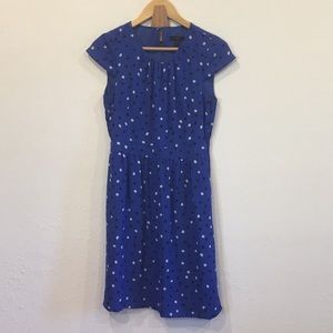 J Crew blue polka dot chiffon swing dress SZ 6